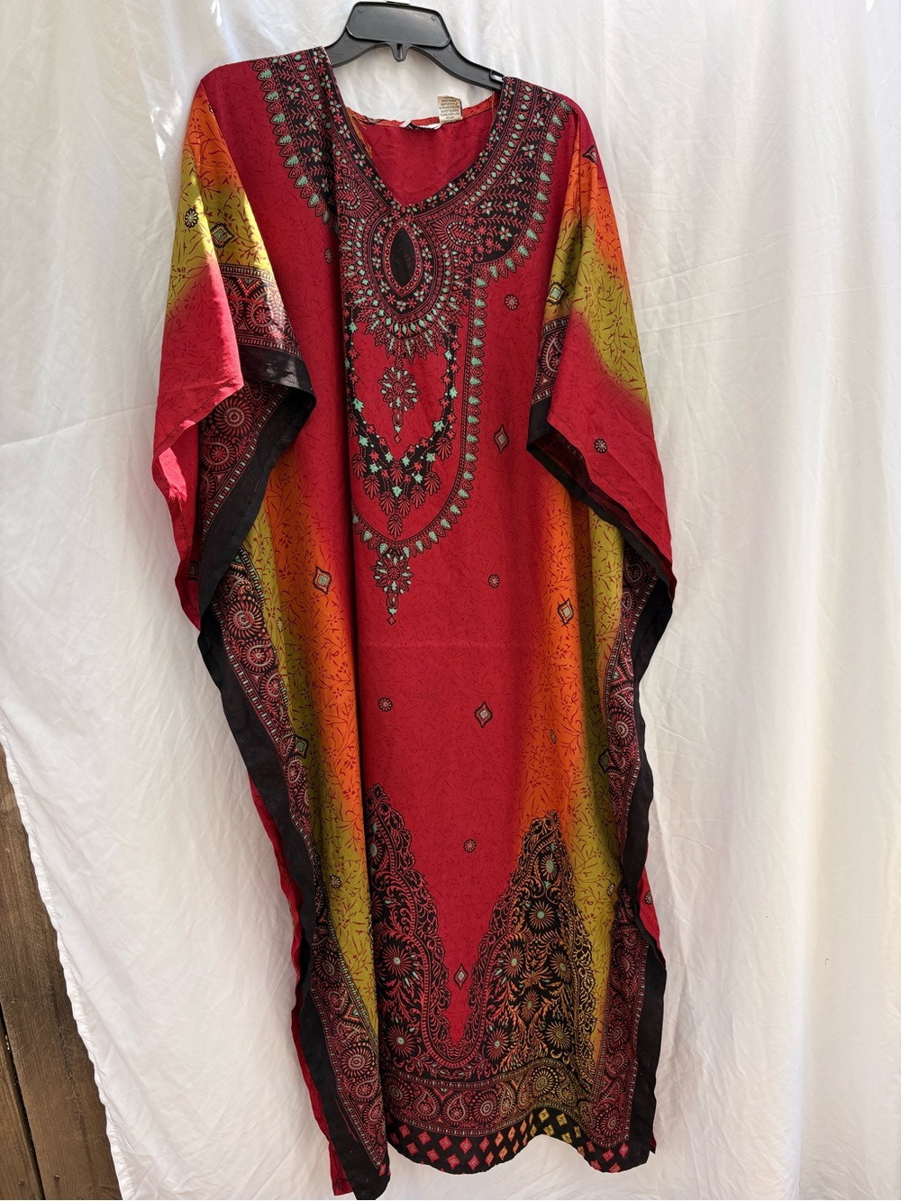 Classic Red, Orange & Yellow Maxi Caftan Dress